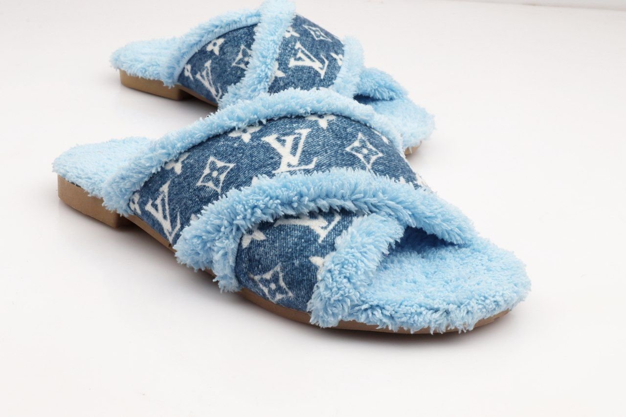 Slipper Faux-Fur Cross-Strap